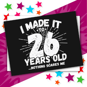 Cartão Postal Presente engraçado de 26º aniversário sarcástico