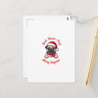 Cartão Postal Presente Engraçado de Natal para Amantes de Pug Ma