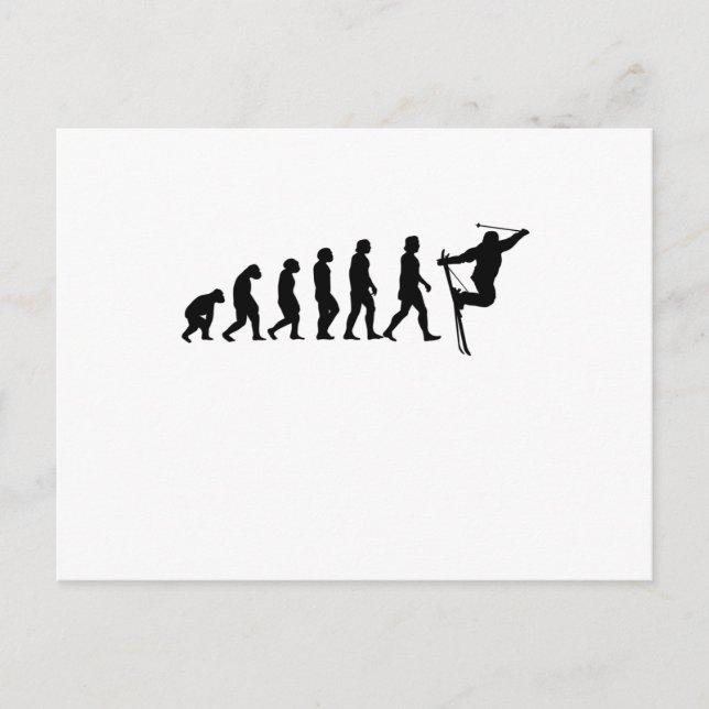 Cartão Postal Presente Evolução do Esqui Encostas de Inverno (Frente)