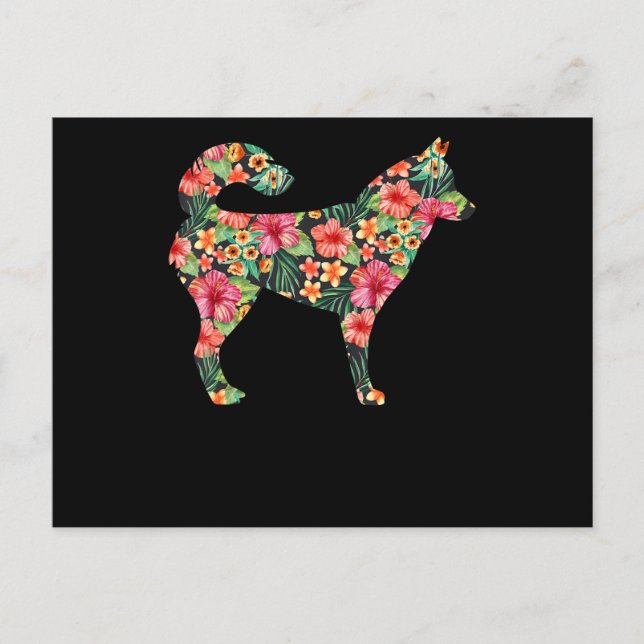 Cartão Postal Presente floral de husky siberiano | Presente de c (Frente)