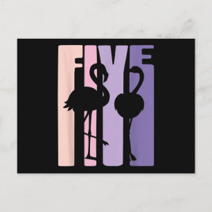 Cartão Postal Presente Fofo de 5º Aniversário Eu Flamingo Eu 5 A