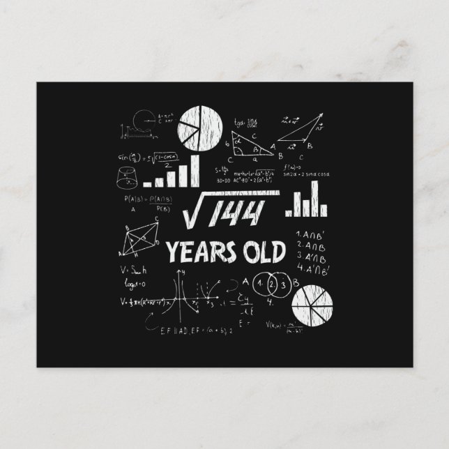 Cartão Postal Presente geek de matemática para aniversário de 12 (Frente)