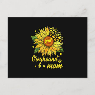 Cartão Postal Presente para Mãe de Cão Greyhound Girassol Femini
