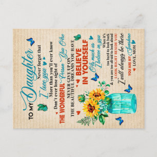 Cartão Postal Presente Para Minha Filha,Amante de Borboleta,Pres