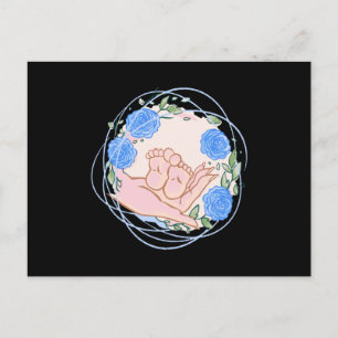 Cartão Postal Presente Parteira Obrigada Mão Com Pés de Bebê