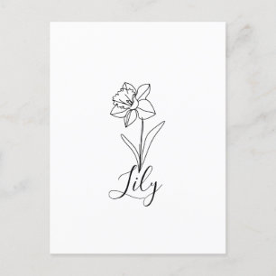 Cartão Postal Presente Personalizado de Flor de Nascimento Narci