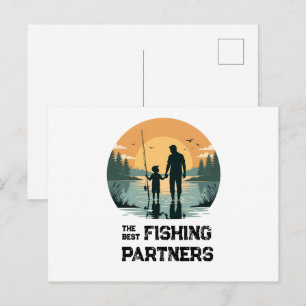 Cartão Postal Presente Personalizado de Pesca para Pai e Filho