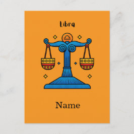 Cartão Postal Presente Personalizado Libra Zodíaco Retro Pop Art