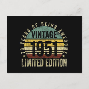 Cartão Postal Presentes 70 Anos de Idade Vintage 1951 Aniversári