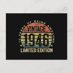 Cartão Postal Presentes 75 Anos de Idade Vintage 1946 Aniversári