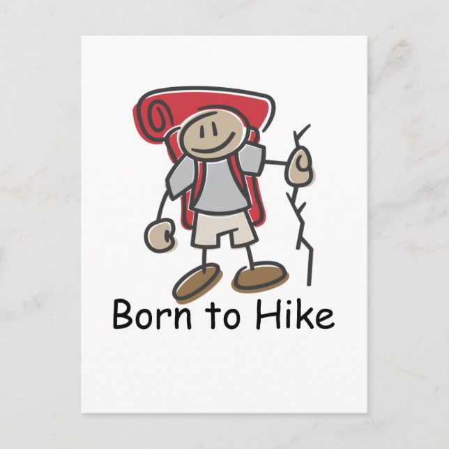 Cartão Postal Presentes Born to Hike. (Frente)