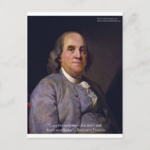 Cartão Postal Presentes com a Citação de Ben Franklin "Ama o Teu