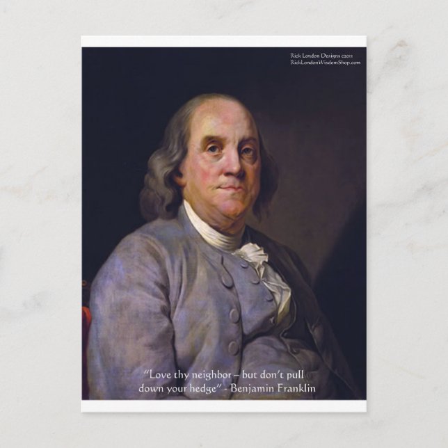 Cartão Postal Presentes com a Citação de Ben Franklin "Ama o Teu (Frente)
