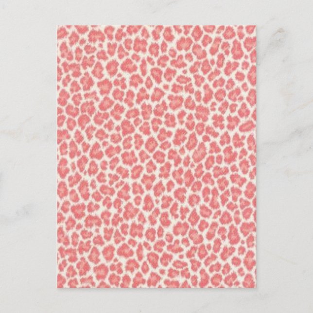 Cartão Postal Presentes com Estampa de Leopardo Rosa e Creme (Frente)