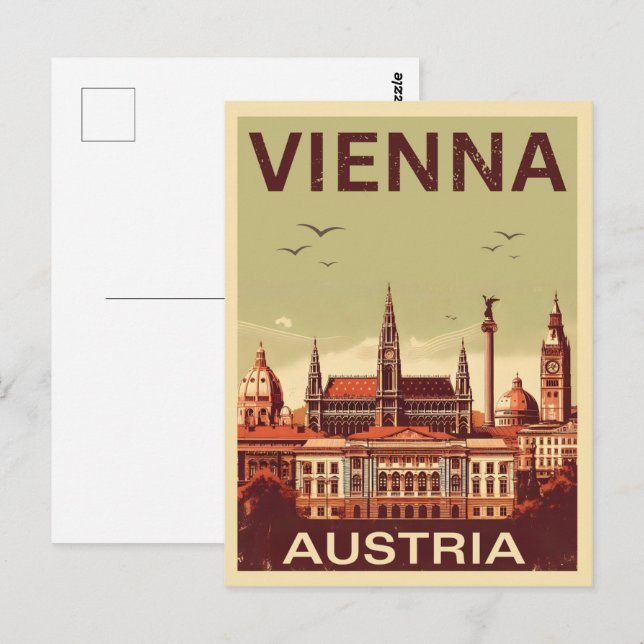 Cartão Postal Presentes da cidade retrô de Viena Áustria panoram (Frente/Verso)