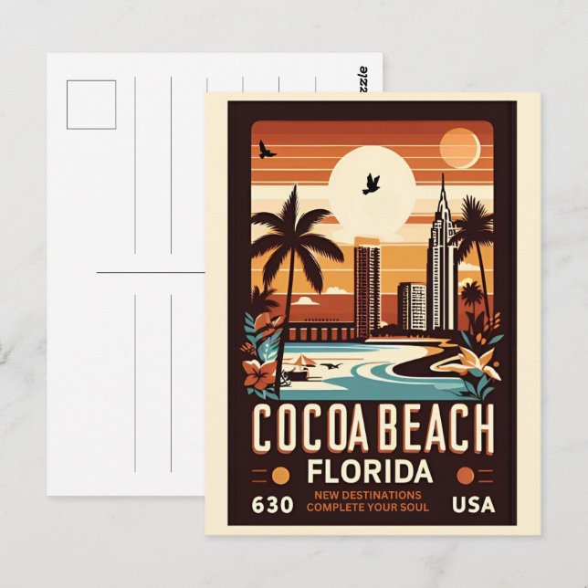 Cartão Postal Presentes da linha de costa da cidade de Cocoa Bea (Frente/Verso)