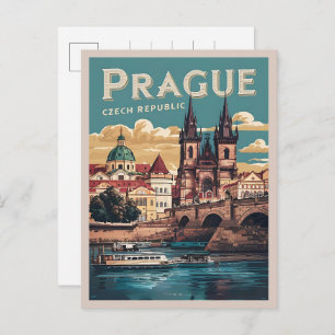 Cartão Postal presentes da república checa da praga viagens vint
