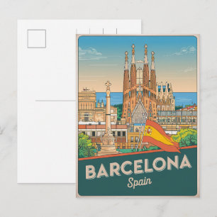 Cartão Postal Presentes da viagem vintage barcelona sagrada fami