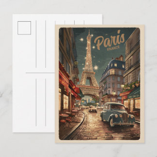 Cartão Postal Presentes das ruas antigas vintage da Torre Effiel