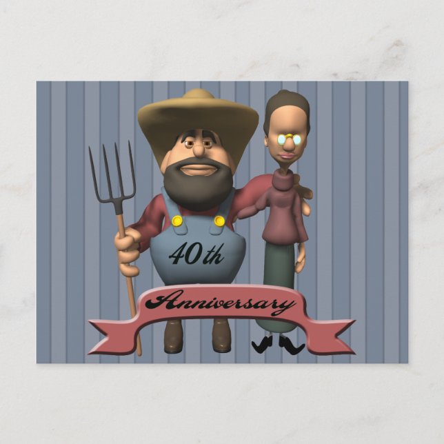 Cartão Postal Presentes de 40º Aniversário de Casamento (Frente)