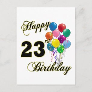 Cartão Postal Presentes de Aniversário de 23 anos com Balões