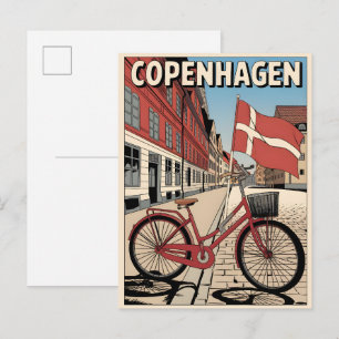 Cartão Postal Presentes de bicicleta vintage Copenhague Dinamarc