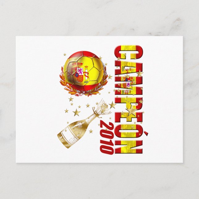 Cartão Postal Presentes de celebração da Espanha campeã 2010 (Frente)