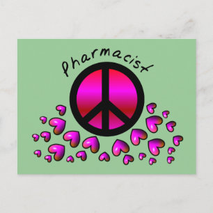 Cartão Postal Presentes de Design de Farmacêutica Peace & Hearts