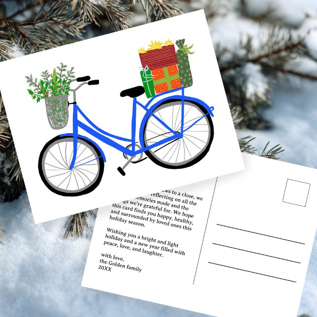 Cartão Postal Presentes de Férias de Bicicletas de Natal Adoráve (Adorable Christmas Bicycle Holiday Gifts CUSTOM Postcard
)