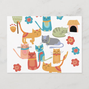 Cartão Postal Presentes de Impressão de Gatos Coloridos para Ga