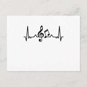 Cartão Postal Presentes de Música Heartbeat piano e guitarra
