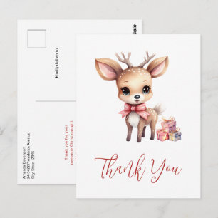Cartão Postal Presentes de Natal de Renas Fofas Agradecimento