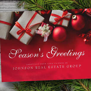 Cartão Postal Presentes de Natal em Vermelho   Saudações da esta