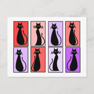 Cartão Postal Presentes de Pop de arte em gatos pretos