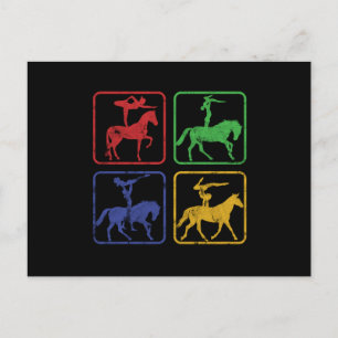 Cartão Postal Presentes de Saltos Ginastas Antigos Cavalos Acrob