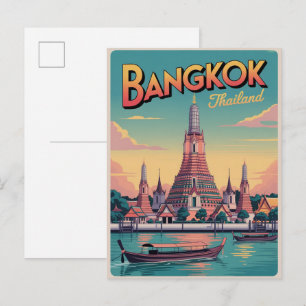 Cartão Postal presentes de viagem Banguecoque vintage cidade Wat