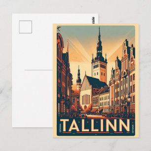 Cartão Postal Presentes de viagem retrô da cidade de Tallinn Est