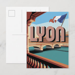 Cartão Postal Presentes de viagem vintage cidade de LYON frances