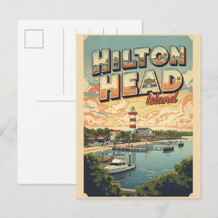 Cartão Postal Presentes de viagem vintage da ilha de Hilton Head
