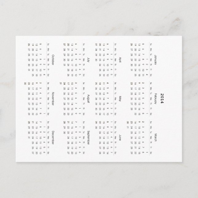 Cartão Postal Presentes do Calendário 2014 (Frente)