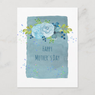 Cartão Postal Presentes do Dia das Mães Flores Azuis Empoeiradas