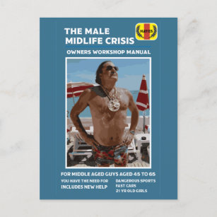 Cartão Postal Presentes Engraçados na Crise da Vida Média Mascul