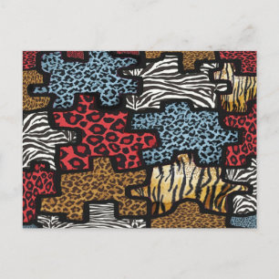 Cartão Postal Presentes Estampa Puzzle Leopardo Zebra Rockabilly