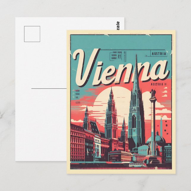 Cartão Postal Presentes ilustrados da cidade de Viena Áustria (Frente/Verso)