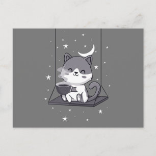 Cartão Postal Presentes para amantes de café de gato fofo, balan