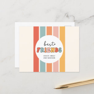 Cartão Postal Presentes Personalizados de Melhores Amigas Retrô 