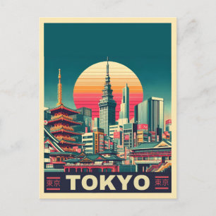 Cartão Postal Presentes RETRO de viagem para Tóquio Japão