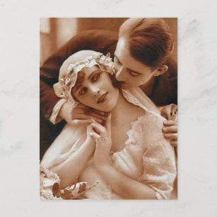 Cartão Postal Presentes Românticos Vintage Antique Bride e Groom
