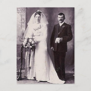Cartão Postal Presentes Românticos Vintage Antique Bride e Groom