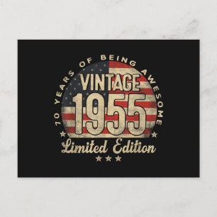 Cartão Postal Presentes Vintage 1955 Edição Limitada 70 Anos EUA